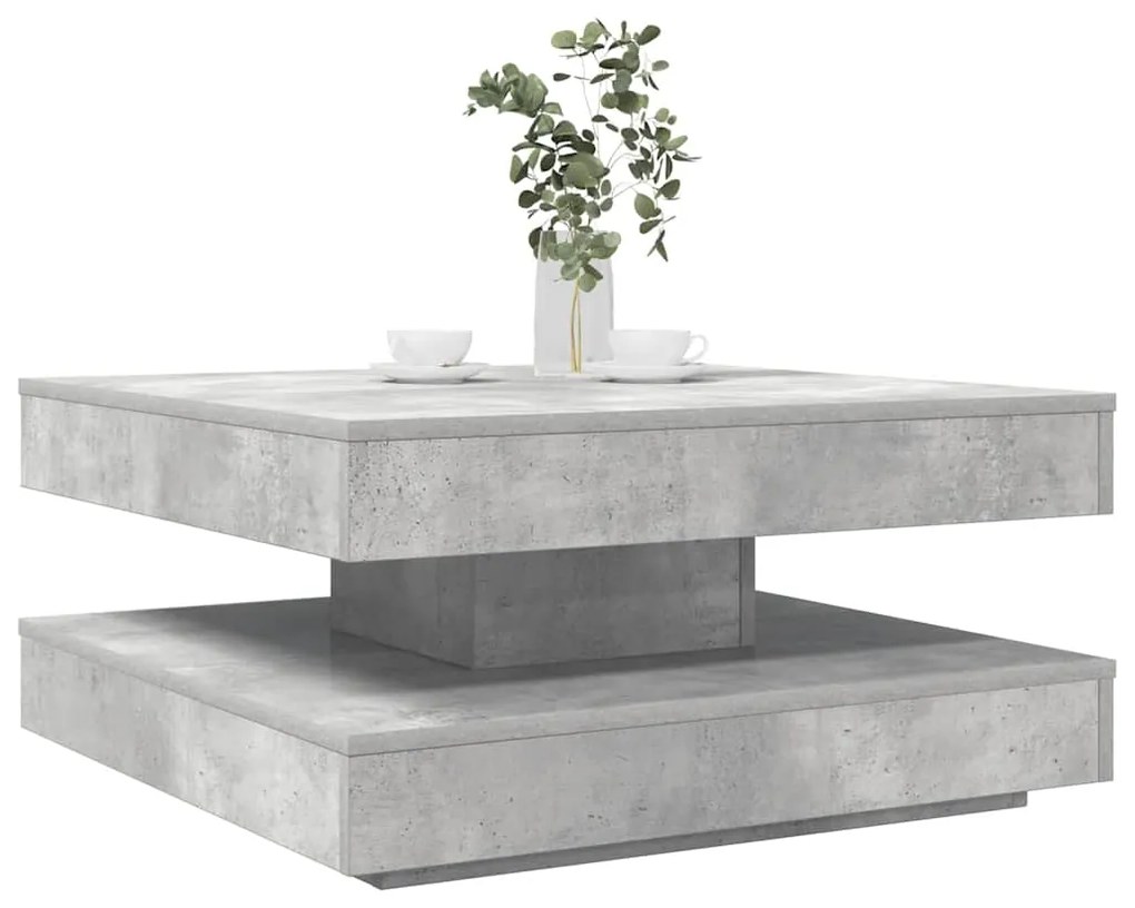 Mesa de centro rotativa a 360 graus 70x70x34,5 cm cinza cimento
