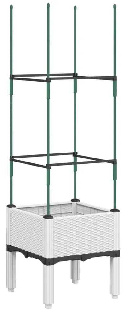Vaso/floreira de jardim c/ treliça 40x40x142,5 cm PP branco