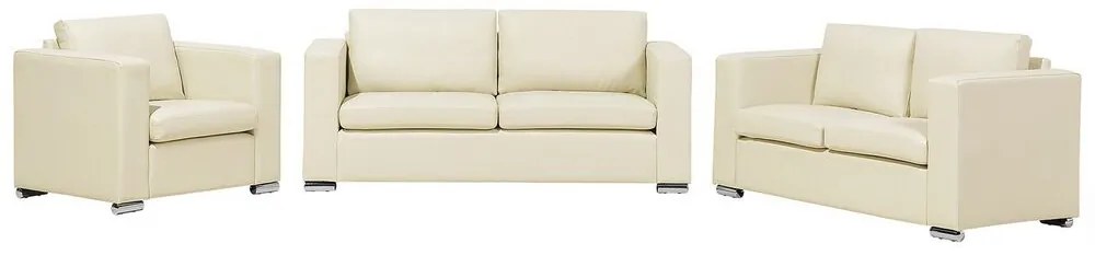 Conjunto de sofás com 6 lugares em pele creme HELSINKI Beliani