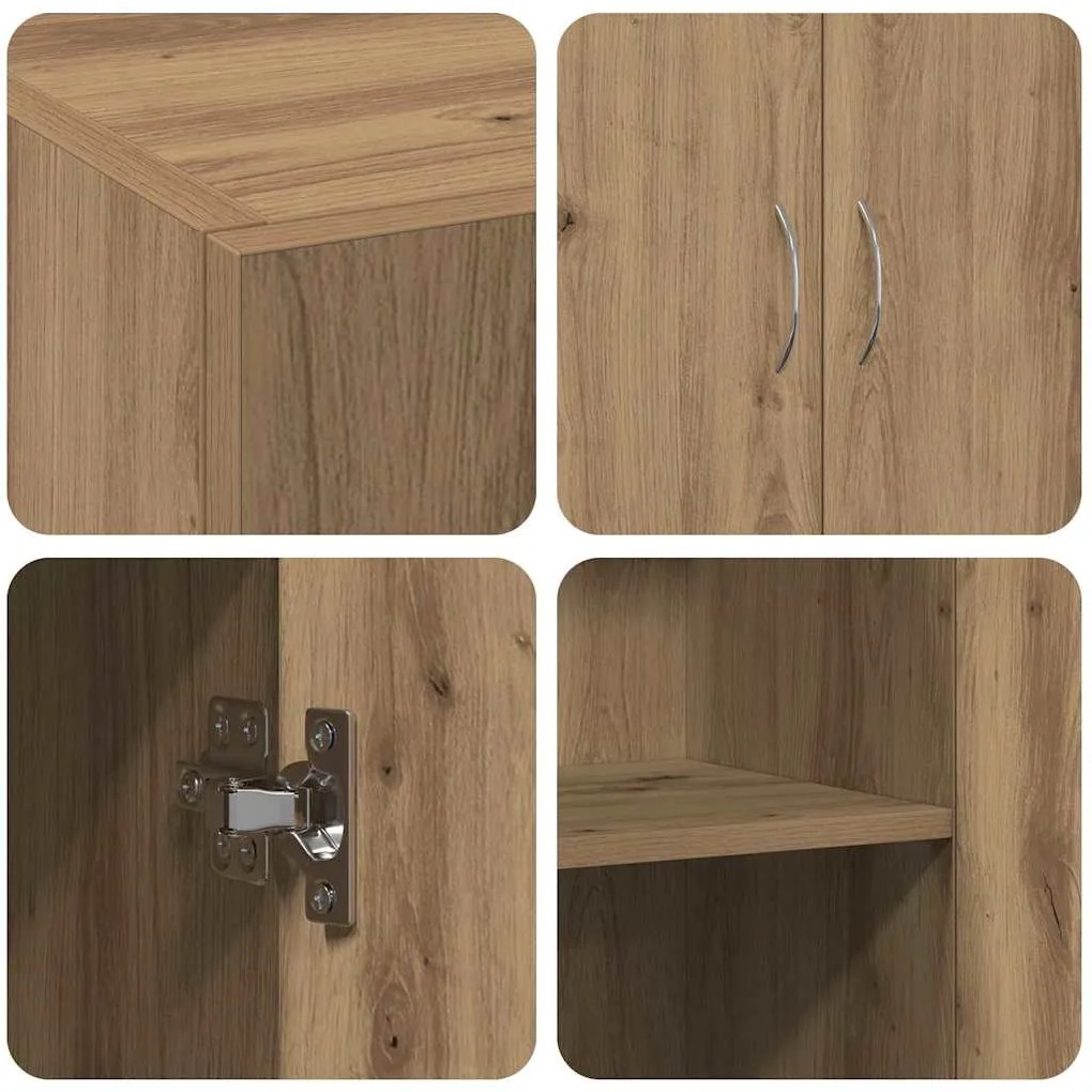 Armário de escritório - Artisan Oak - 60 x 32 x 77,5 cm - Madeira reco