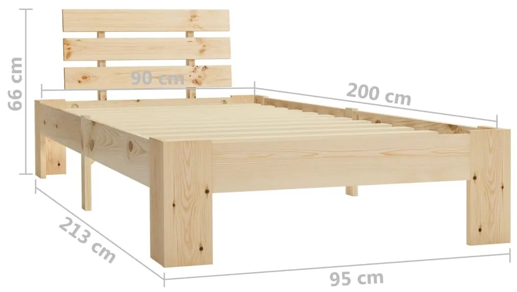 Estrutura de cama 90x200 cm pinho maciço