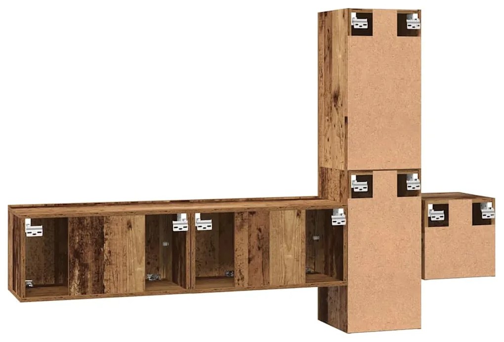 Conjunto de móvel de TV 5 pcs Madeira antiga Médio