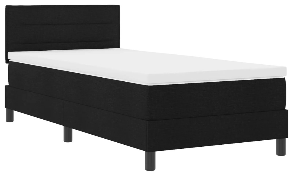 Cama Box Spring com Colchão Preta 80x200 cm Tecido