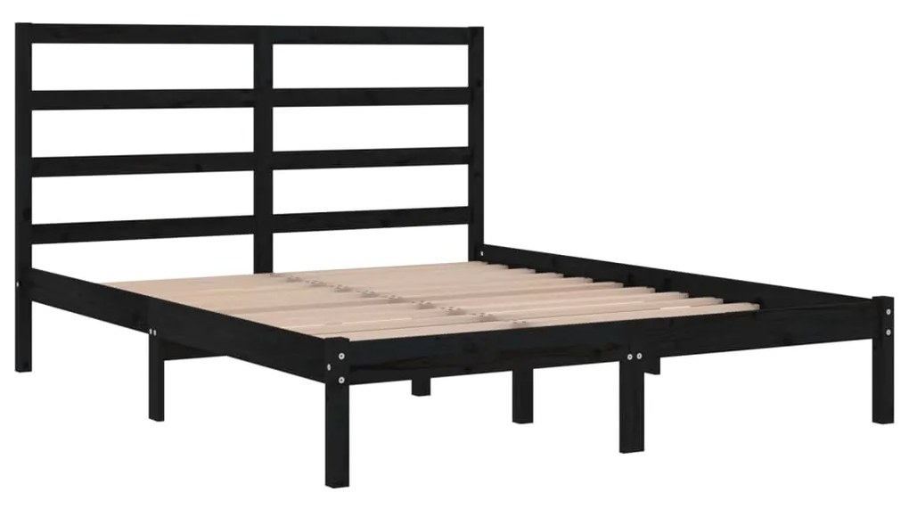 Estrutura de cama king 150x200 cm madeira maciça preto