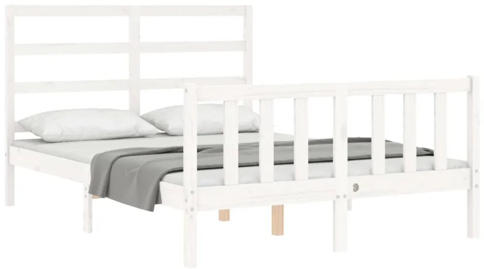Cama sem colchão 140x190 cm madeira de pinho maciça branco