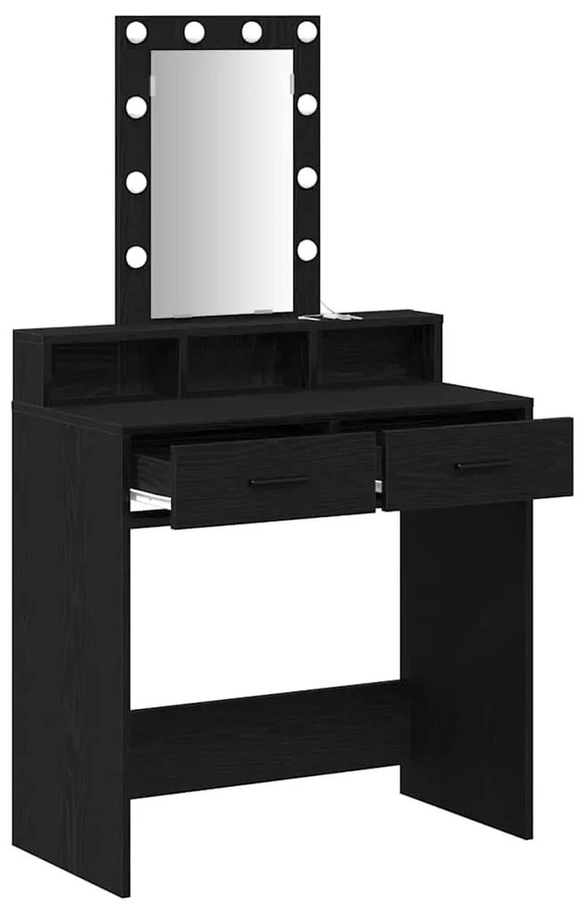mesinha de maquilhagem vidaXL com luzes LED em Carvalho preto 79x41x14