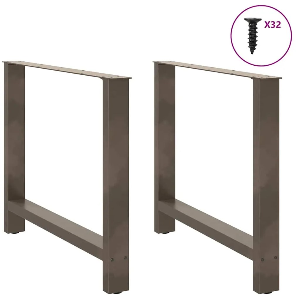 Pés para mesa de jantar em aço natural, 2 peças, 90x (72-73) cm, aço