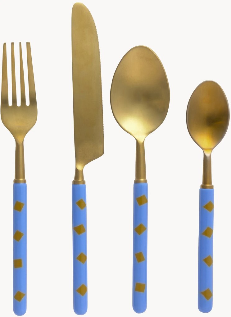 Conjunto de talheres para mesa em madeira de manga, 1 pessoa, conjunto de 4