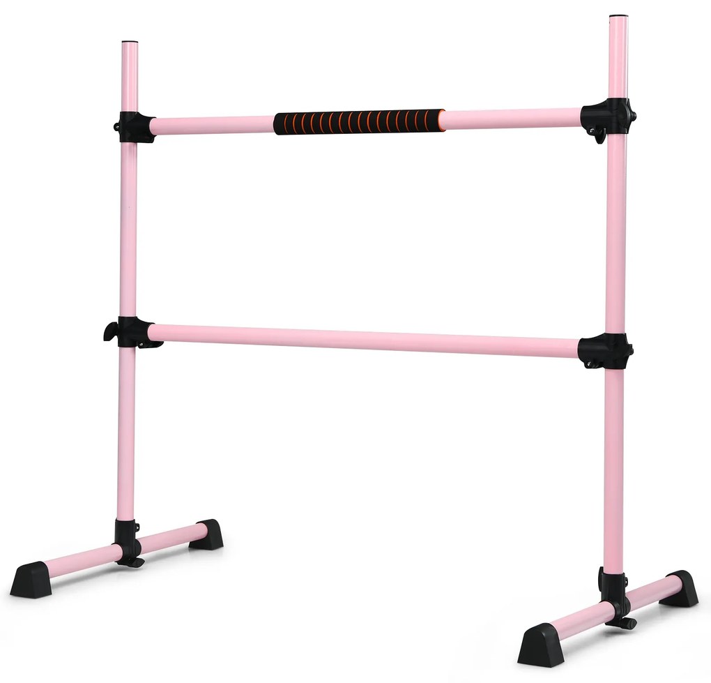 Barra dupla para ballet portátil com altura ajustável para meninas Adultos Fitness Dançar Dança Alongar músculos 124,5 x 71 x 120 cm Rosa