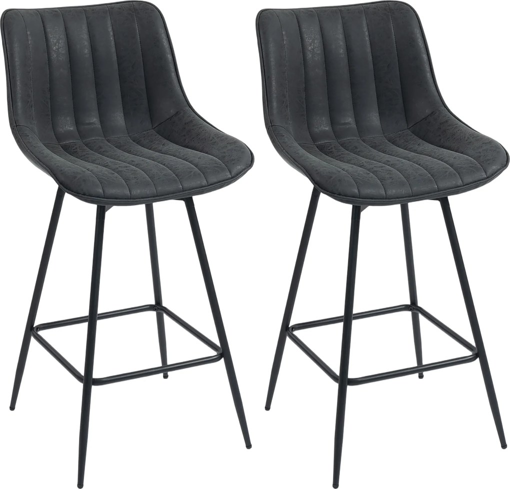HOMCOM Conjunto de 2 banquetas, 68 cm, giratórias, com encosto para ilha de cozinha, sala de jantar, Preto | Aosom Portugal