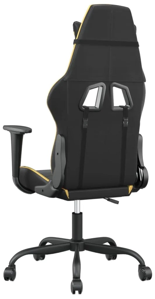 Cadeira gaming massagens couro artificial preto e dourado