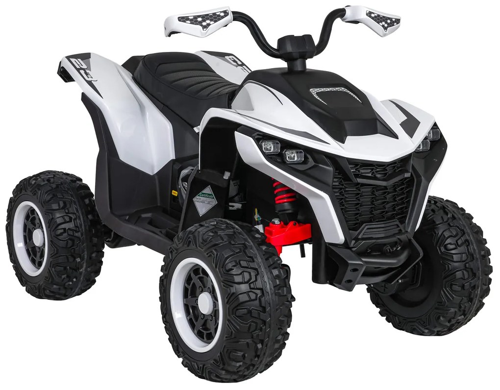 Moto 4 elétrica para crianças 12V 4x4 Fast Wheel, Controle remoto, Rodas Espuma EVA, assento couro ecológico Branca