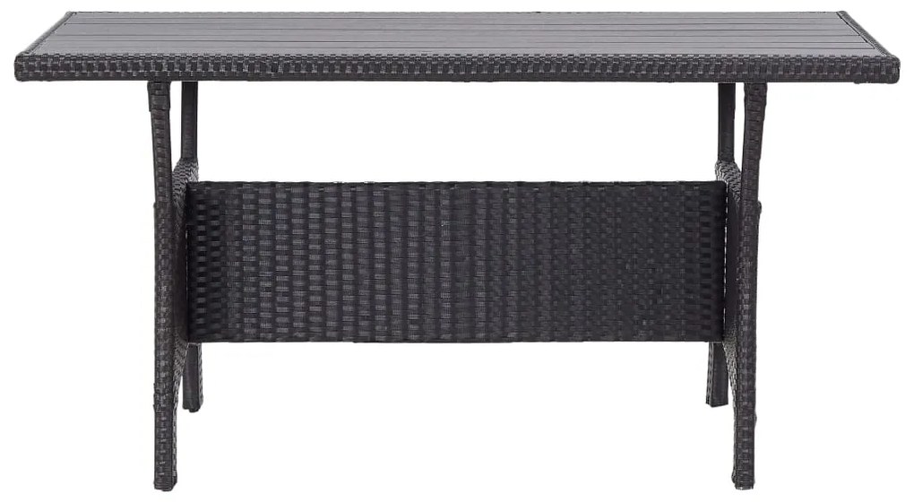 3 pcs conjunto de jantar p/ jardim c/ almofadões vime PE preto