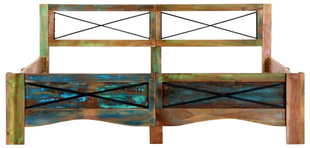 Estrutura de cama madeira recuperada maciça 160x200 cm