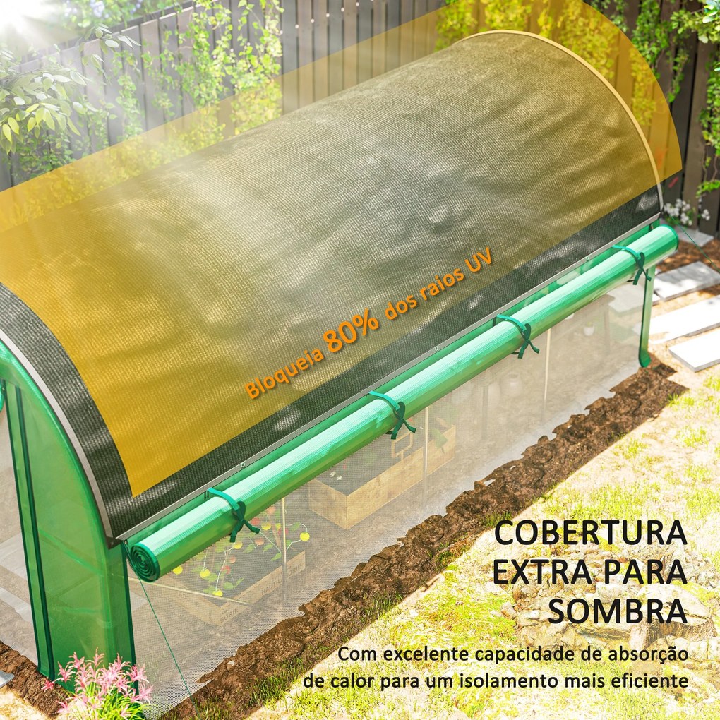 Estufa Tipo Túnel 447x200x198 cm Estufa de Exterior com Paredes Latera