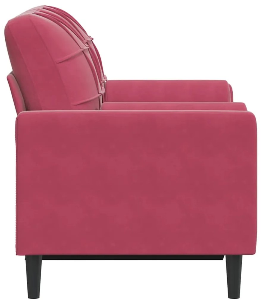 Sofá 2 lug. + almofadas decorativas 120cm veludo vermelho tinto