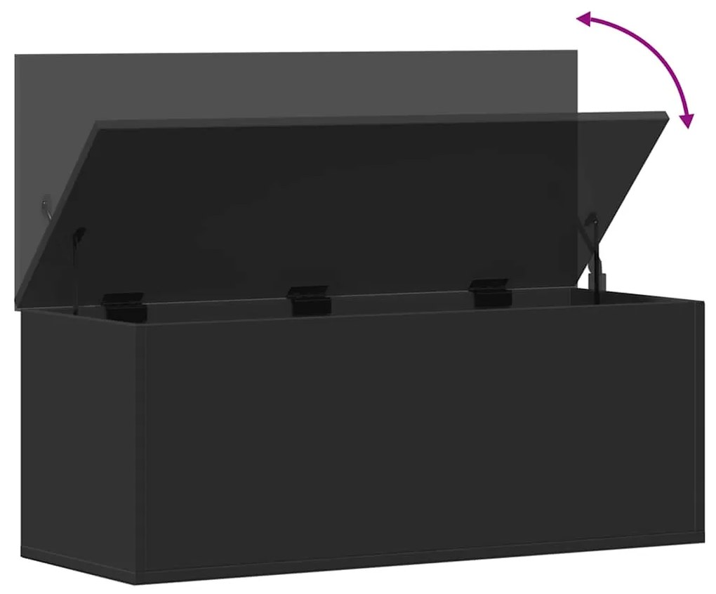 Caixa de arrumação 90x35x35 cm derivados de madeira preto