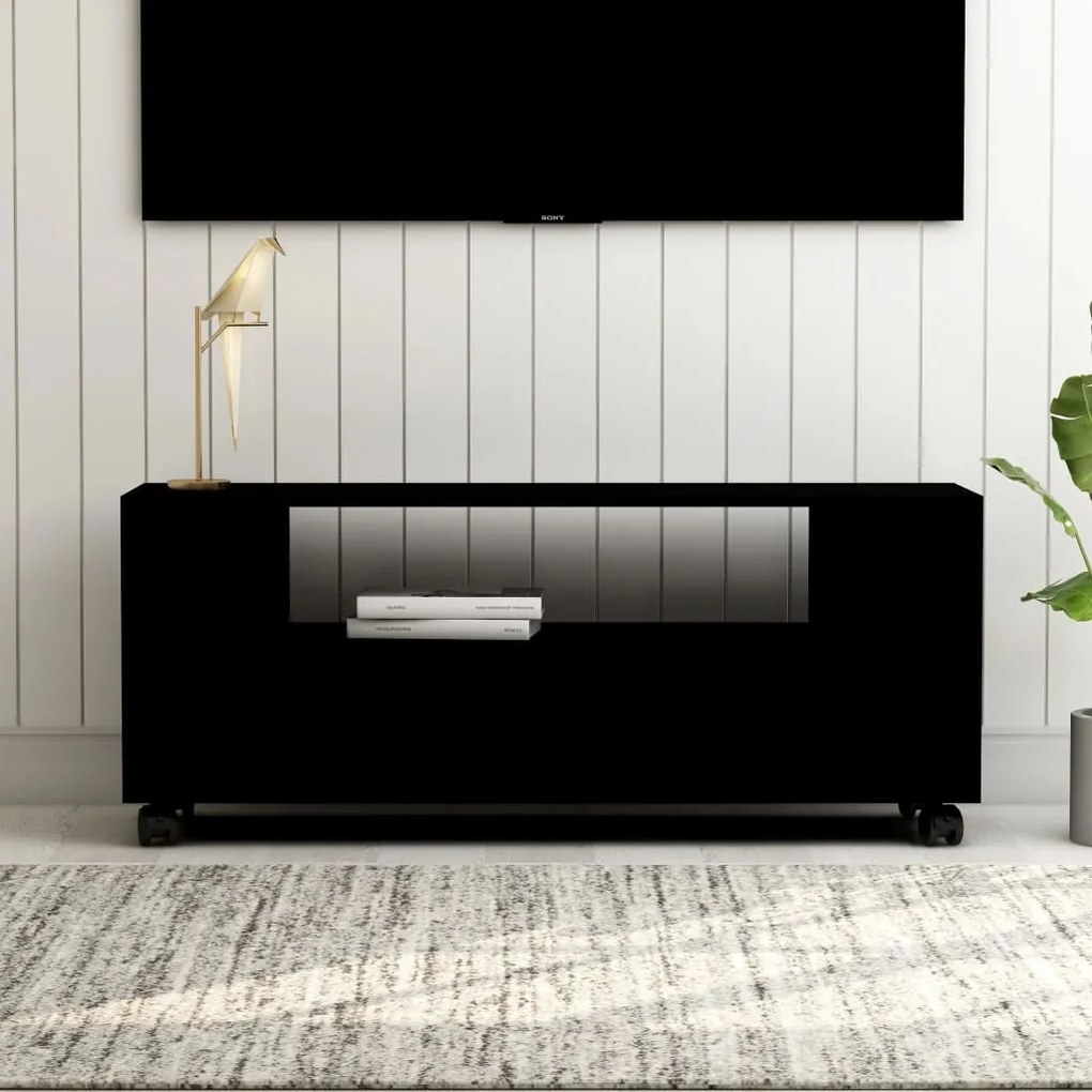 vidaXL Móvel de TV 120x35x48 cm derivados de madeira preto