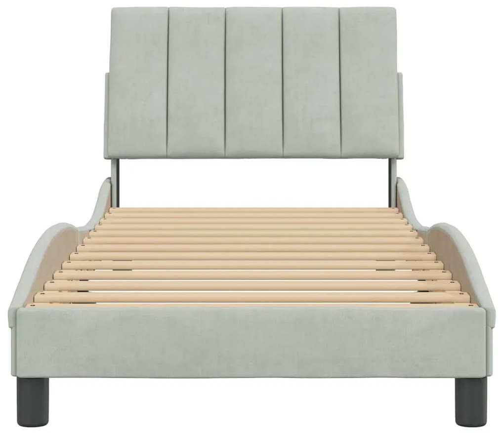 Estrutura de cama sem colchão 90x200 cm veludo cinzento-claro