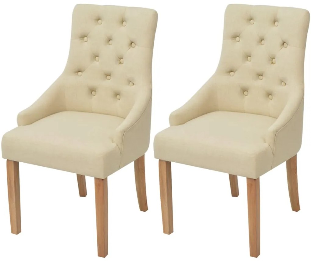 Cadeiras de jantar 2 pcs tecido cor creme