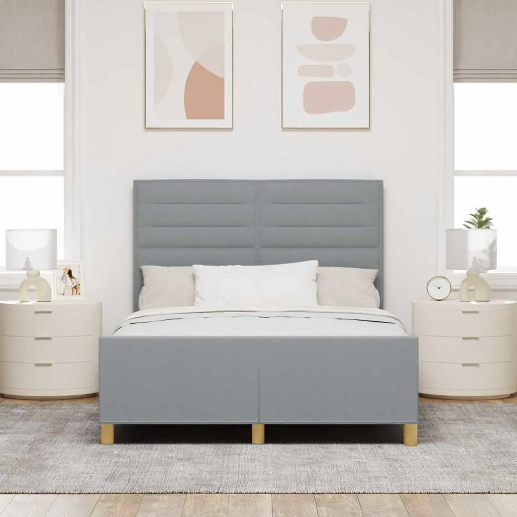 Estrutura de Cama de Tecido Cinza Claro 160x200 cm