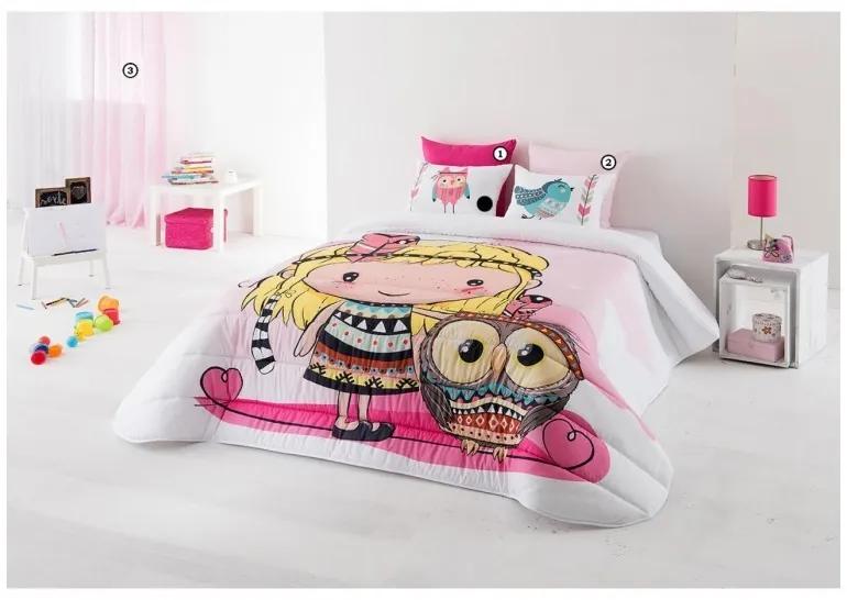 Edredom infantil Naomi - Edredom infantil rosa com almofadas: Colcha edredón 250x260 cm + 2 almofadas cheias 45x60 cm a juego