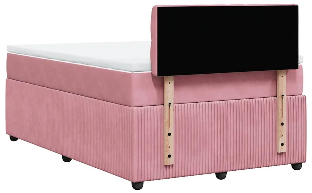 Cama boxspring com colchão 120x200 cm veludo rosa