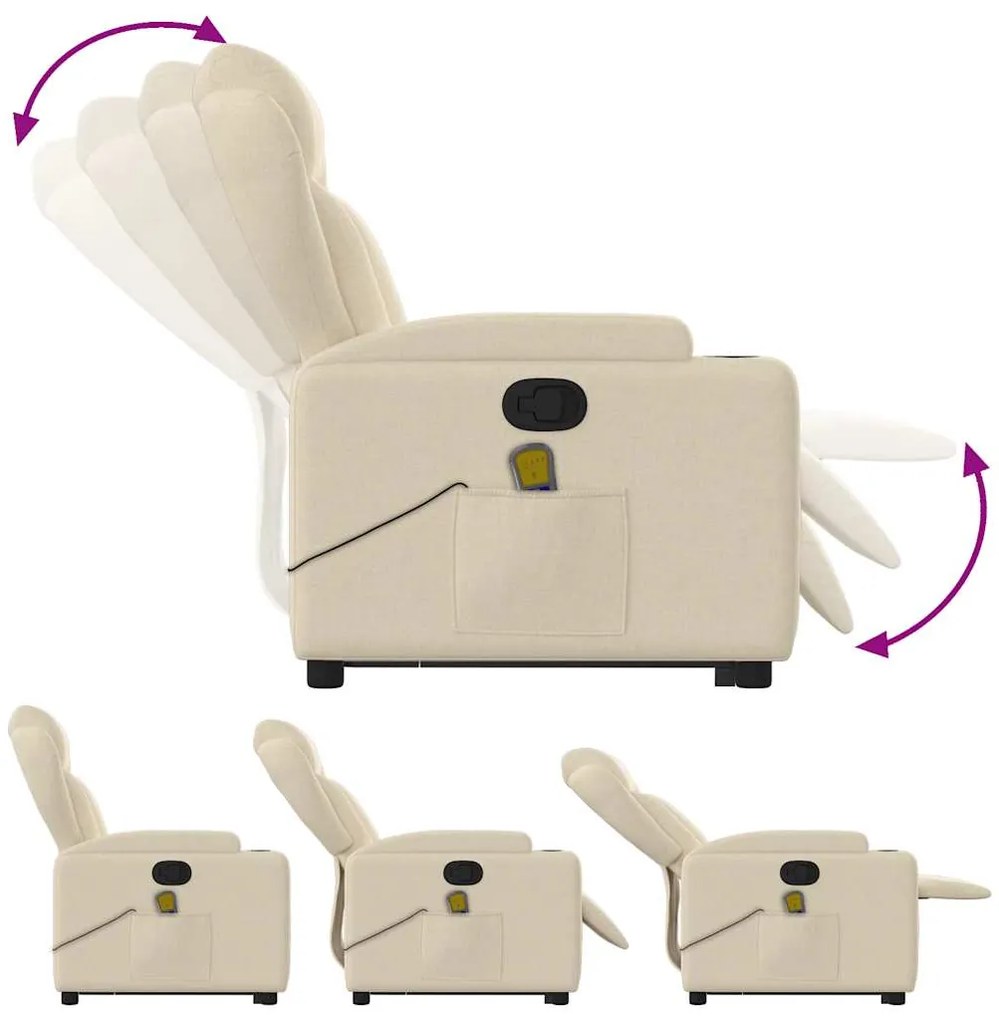 Poltrona elevatória de massagens tecido cor creme