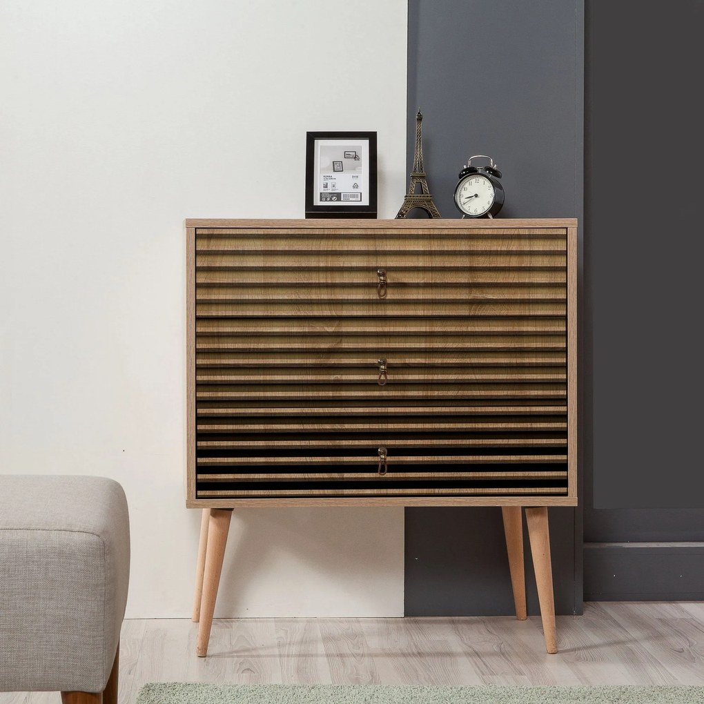 Cômoda Trio – Carvalho Sonoma – 80x90x40 cm