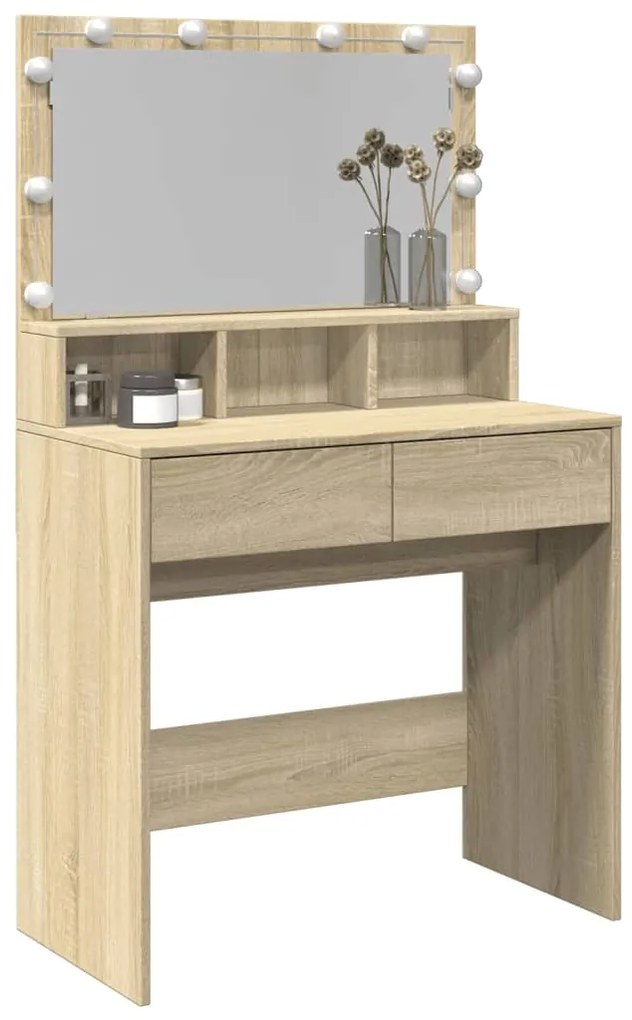 Toucador com LED 80x41x134,5 cm carvalho sonoma