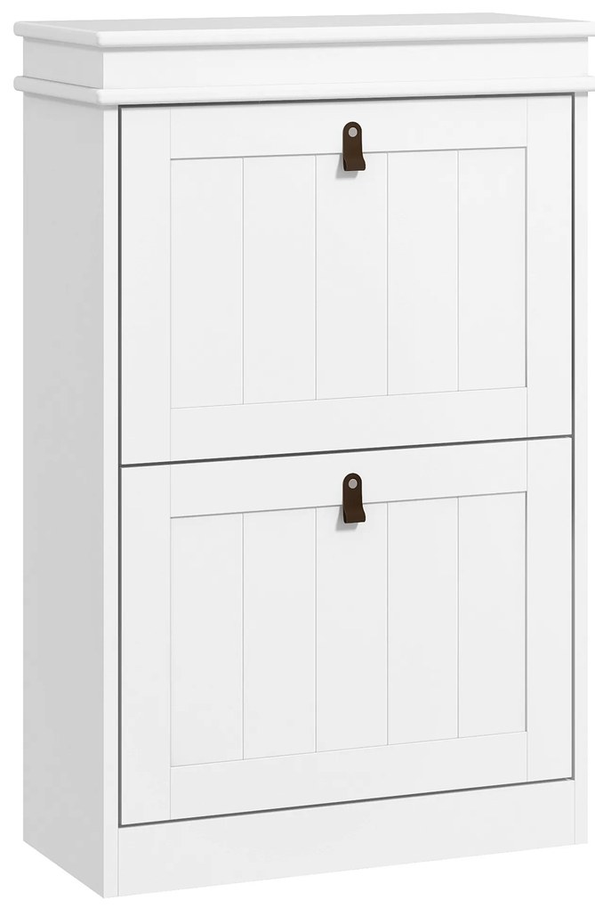HOMCOM Móvel Sapateira Branco Sapateira Estreita com 2 Portas e Prateleira Ajustável para 10 Pares de Sapatos 54x24x82,5 cm Branco