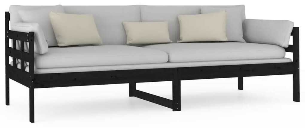 Sofá-cama 80x200 cm madeira de pinho maciça preto