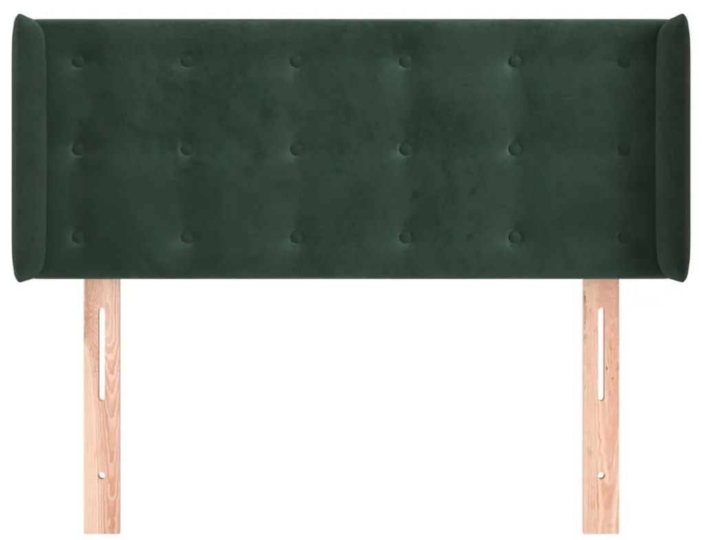 Cabeceira de cama c/ abas veludo 93x16x78/88 cm verde-escuro
