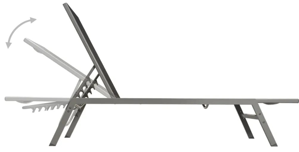Espreguiçadeiras com mesa 2 pcs aço e textilene preto