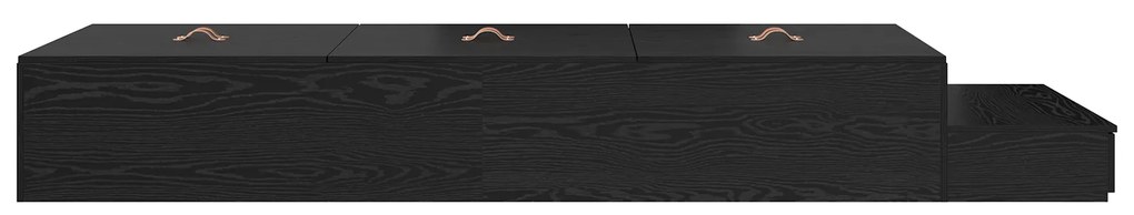 Cama de Armazenamento Preto Carvalho 90x190 cm