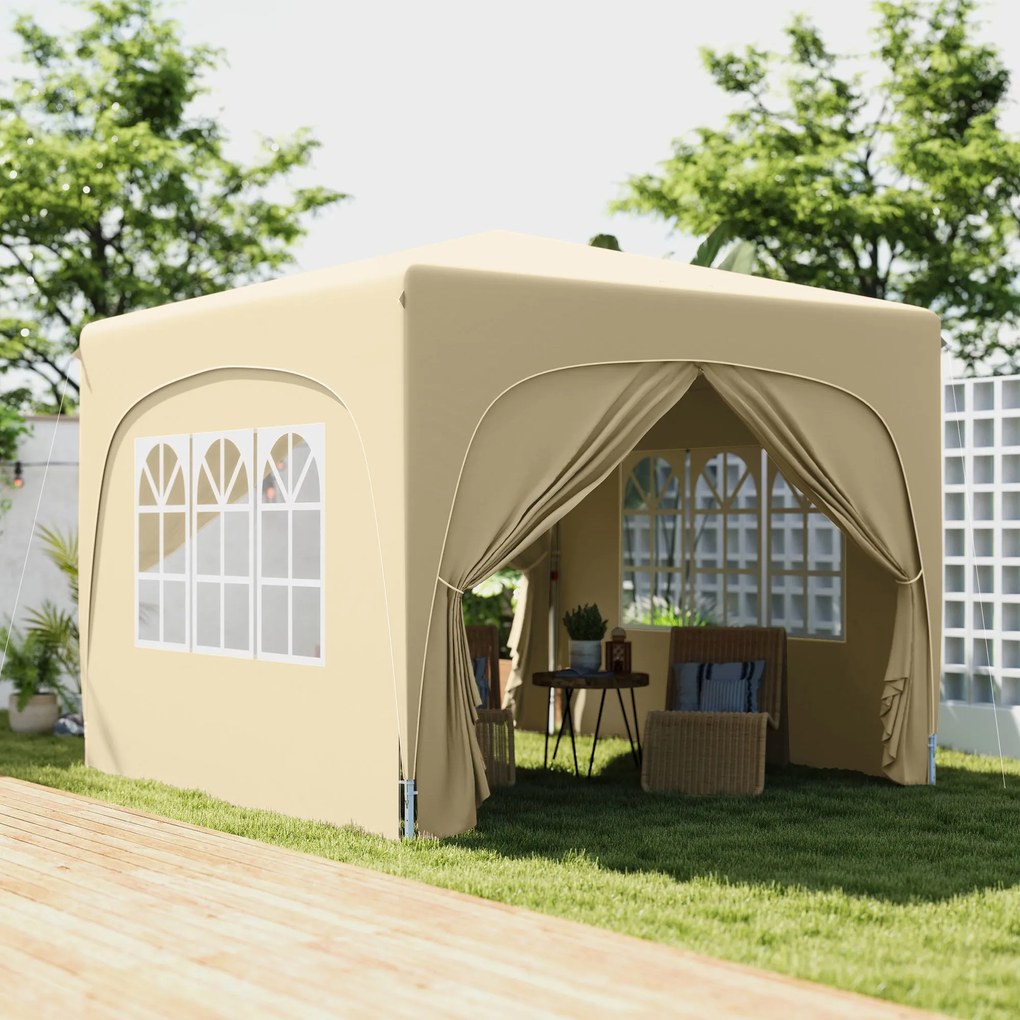 Tenda Dobrável Tenda 3x3 m com Painéis Laterais UPF50+ Tenda de Jardim