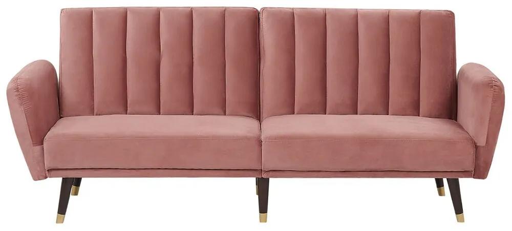 Sofá-cama 3 lugares em veludo rosa VIMMERBY Beliani