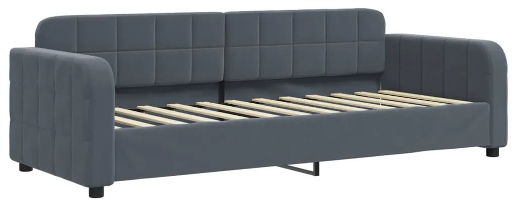 Sofá-cama com gavetão 80x200 cm veludo cinzento-escuro