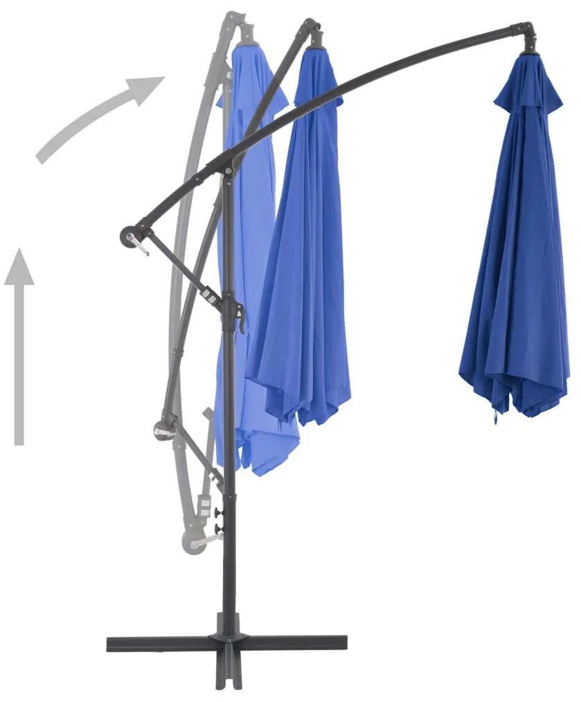 Guarda-sol de jardim cantilever c/ poste alumínio 300 cm azul