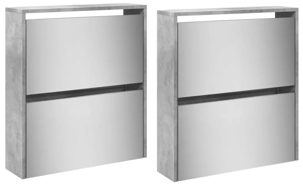 Sapateira c/ espelho 4 divisórias 63x17x134 cm cinza cimento