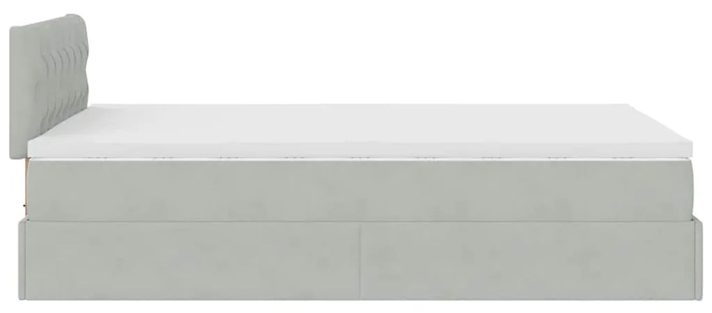 Cama otomana com colchão &amp; LEDs 120x190cm veludo cinza-claro