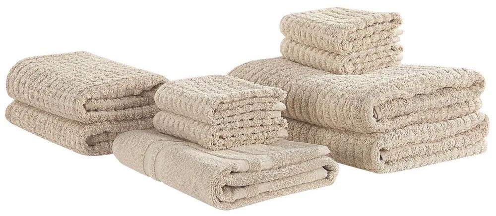 Conjunto de 9 toalhas cremes de algodão ATAI Beliani
