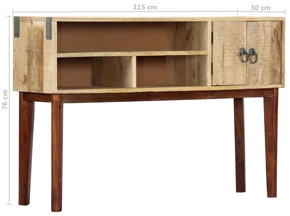 Mesa consola 115x30x76 cm madeira de mangueira áspera maciça