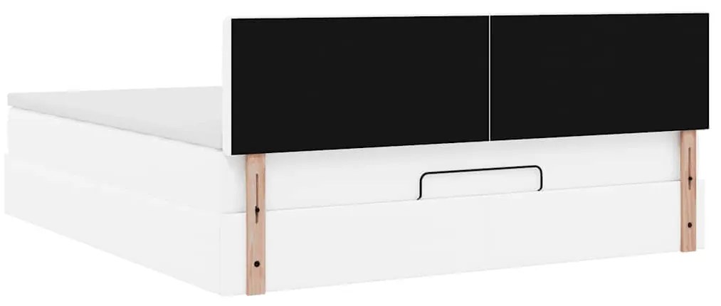 Cama otomana com colchões &amp; LEDs 160x200 cm couro artificial