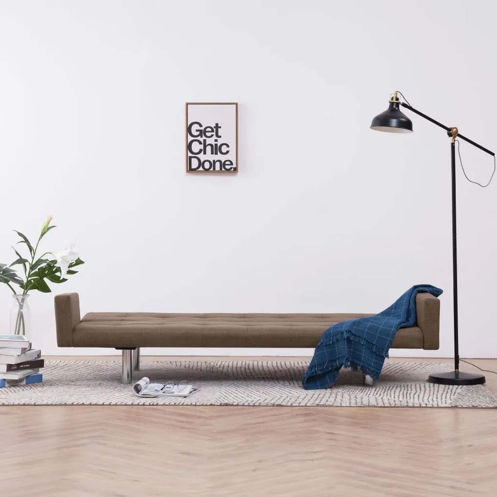 Sofá-Cama Luppin em Tecido - Castanho - Design Moderno