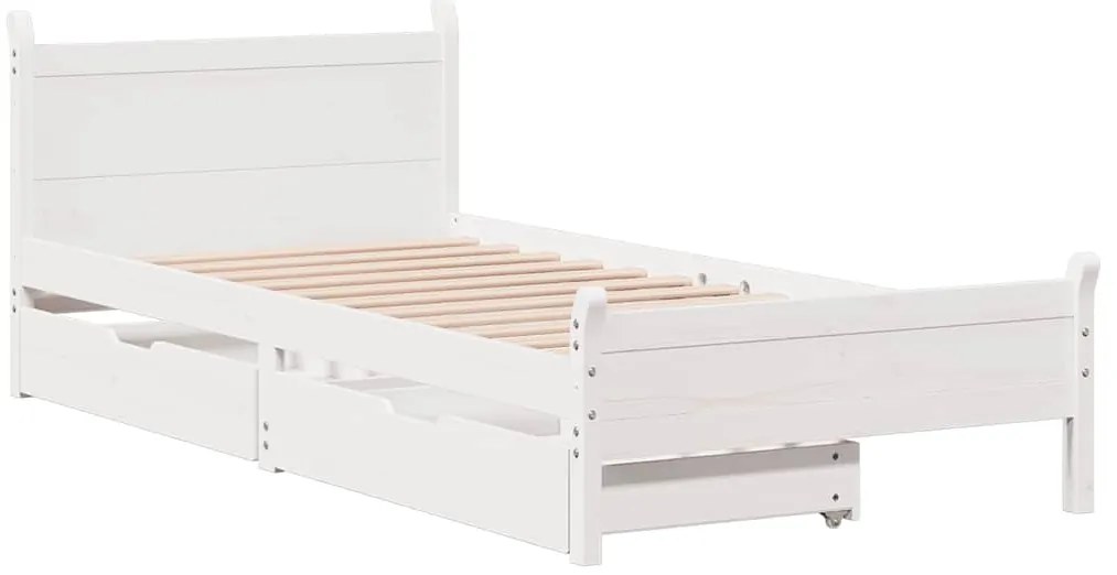 Cama sem colchão 75x190 cm madeira de pinho maciça branco