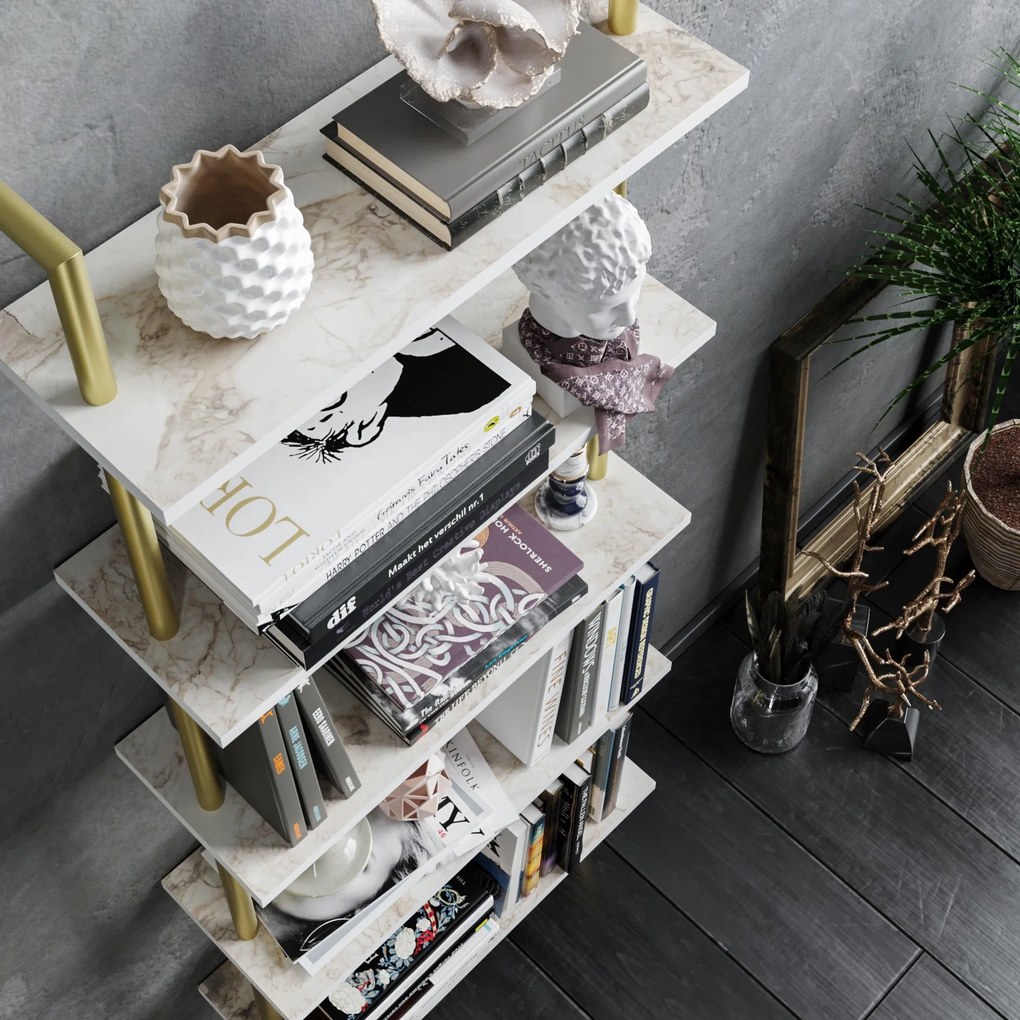 Estante Paula – Branco e Dourado – 60 cm x 174 cm x 22 cm