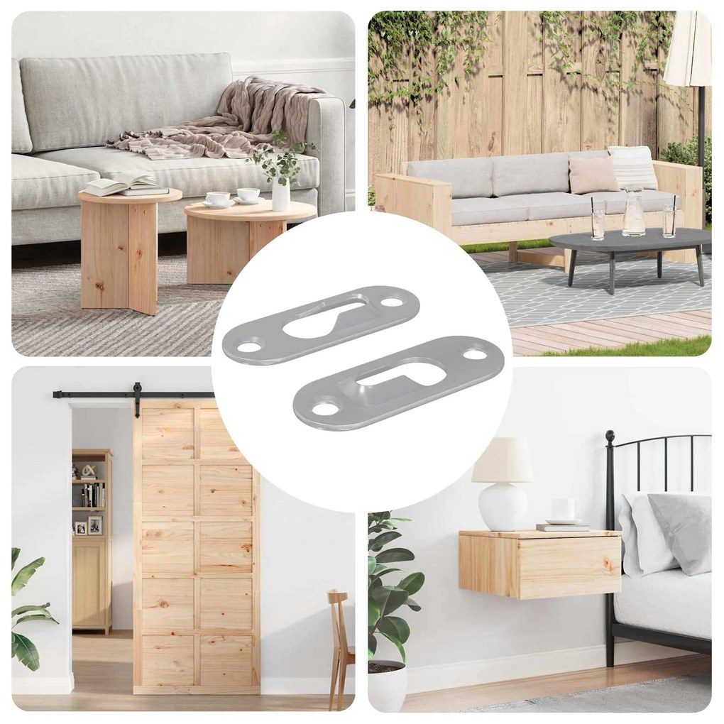 vidaXL Gancho com Buraco Chave 2 pcs Prateado 45 x 16 x 3.5 mm Ferro