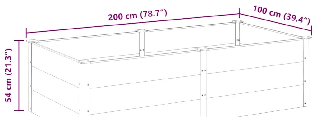 Canteiro elevado de jardim 200x100x54 cm WPC cinzento