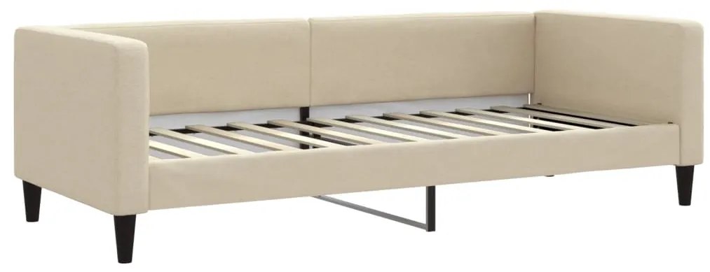 Sofá-cama com colchão 80x200 cm tecido cor creme